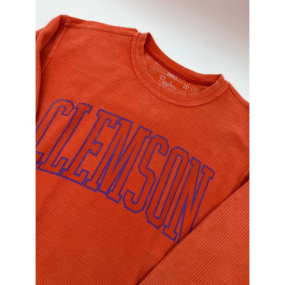 Pressbox Clemson Womens Distressed Orange Pullover